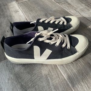 Veja white and black shoes size six